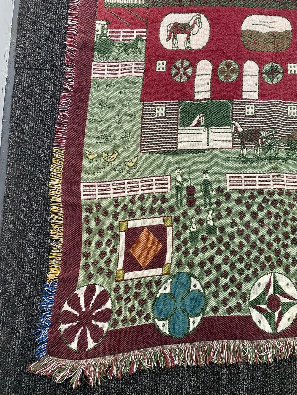 Vintage Throw Blanket Tapestry Manual Woodworkers And Weavers Horse Farm Barn